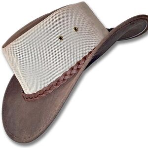 Oztrala HAT HL34 Suede Leather, Mesh Australian Cowboy Leather Hat Size XL